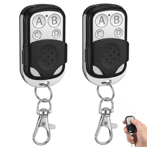 2 Piezas Mando Garaje Universal 433MHz Mando a Distancia Clonador 4 Botones Codigo Fijo Control Remoto Inalambrico Automatico Puerta Garaje Senal Estable Facil Programacion Incluida Bateria