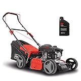 Scheppach MP150-46 Benzin Rasenmäher - 46cm Schnittbreite | 3,5 PS | 7-fache Schnitthöhenverstellung | 55 Liter Fangkorb | Seitenauswurf | Mulchfunktion | Reinigungsfunktion | inkl. Motoröl