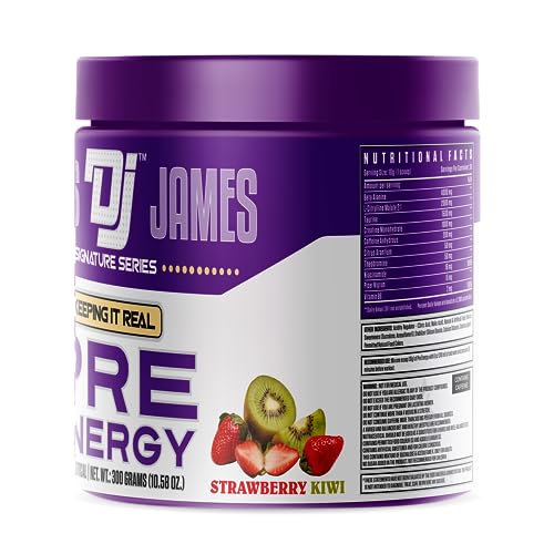 Image of Dennis James Signature Series Pre Energy | Pre Workout | Strawberry Kiwi Flavor | 300g, 30 Servings | Premium Energy Boost for Intense Workouts