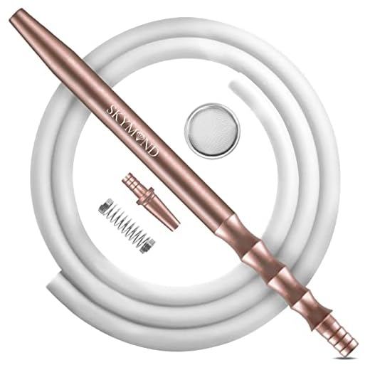 Manguera de Shisha Skymond® con Boquilla Que Incluye un Resorte de protección contra dobleces y un colador de Tabaco Gratuito Juego de Manguera de Silicona de 150 cm con Adaptador Oro Rosado