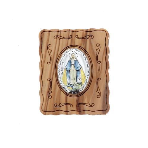 Caja de madera de olivo para rezar el rosario de la medalla milagrosa en viaje