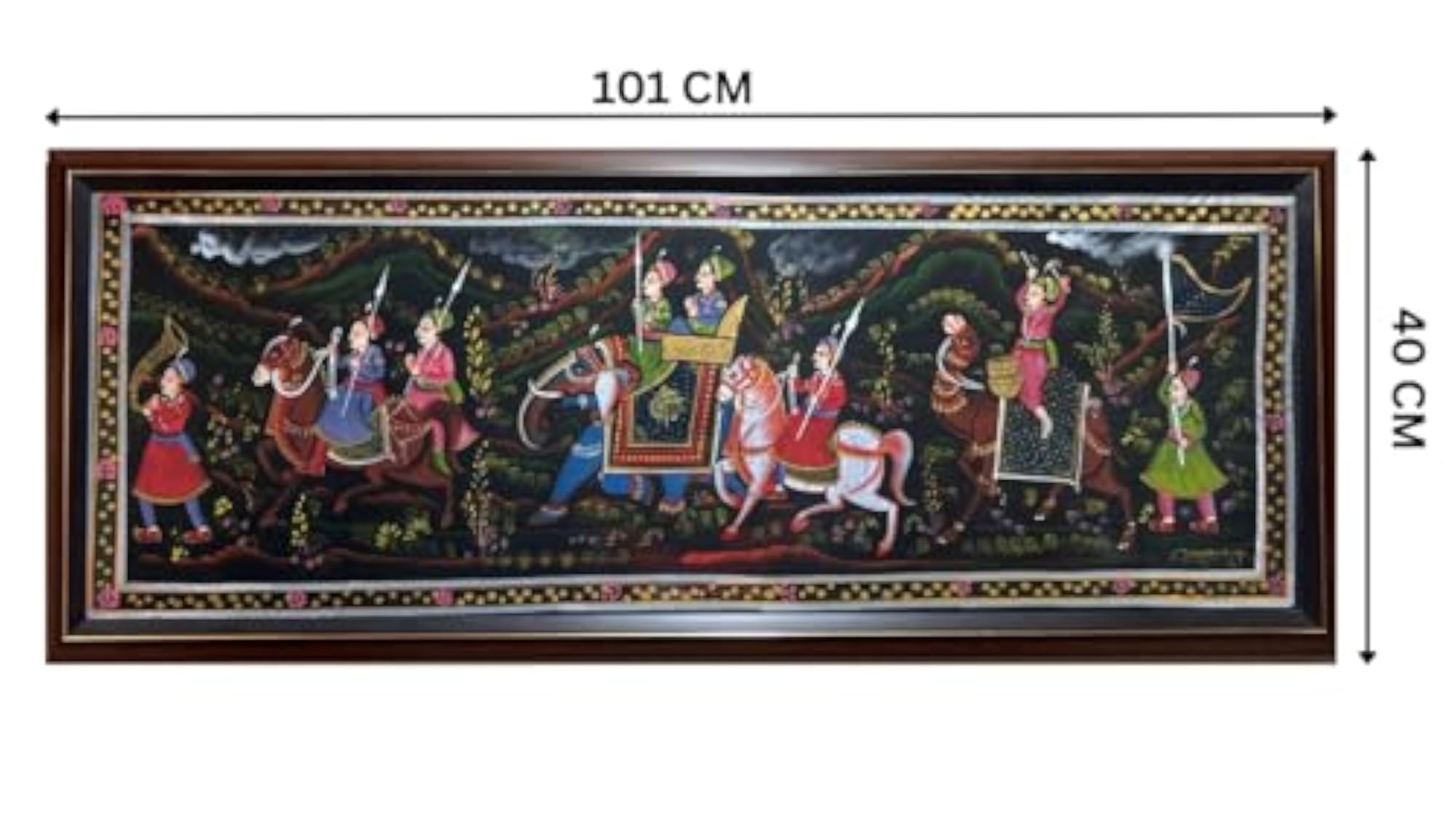 Handcrafted Rajasthani Procession Painting with Wooden Frame