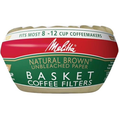 Melitta Inc Coffee Filter Basket for 8 to 12 Cups, 100 Count - Perfect for Brewing