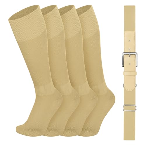 Image of VONMELLI Youth Baseball Belt and Socks Combo, Elastic Softball Belts and Socks for Boys and Adult (2 Pairs of Socks & 1 Belt)