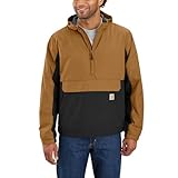 Carhartt Men's Rain Defender® Loose Fit Lightweight Packable Anorak, Carhartt Brown/Black, Large