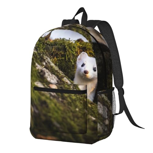 Sac à dos léger avec poche EdWal noir imprimé belette