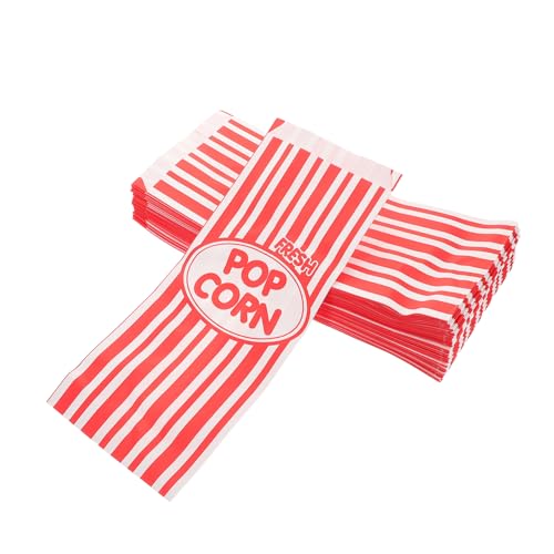 VALICLUD 50Pcs Popcorn Bags Grease Resistant Paper Snack Containers Striped Design Parties and Carnivals for Individual Servings and Versatile Snack Use