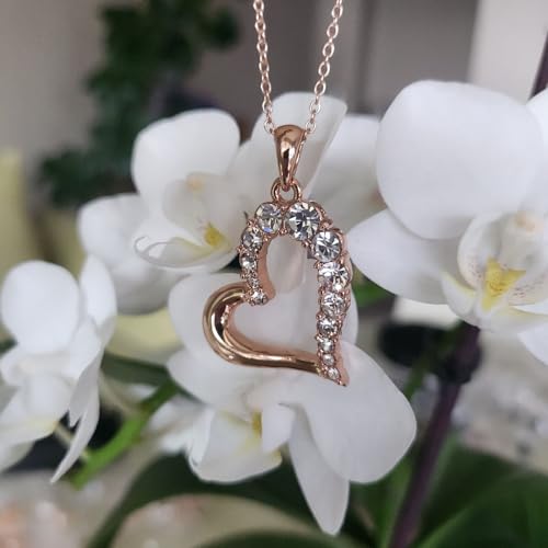 Juego de joyas collar pendientes oro rosa 18ct cristales corazón 5