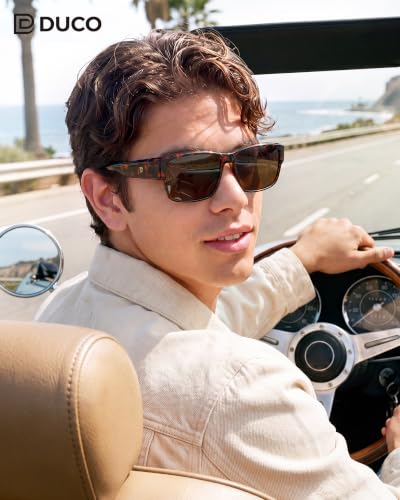 Image of DUCO Polarized Fit Over Sunglasses for Men and Women UV400 Protection Retro Square Wrap Around Shades for Driving Riding 8986