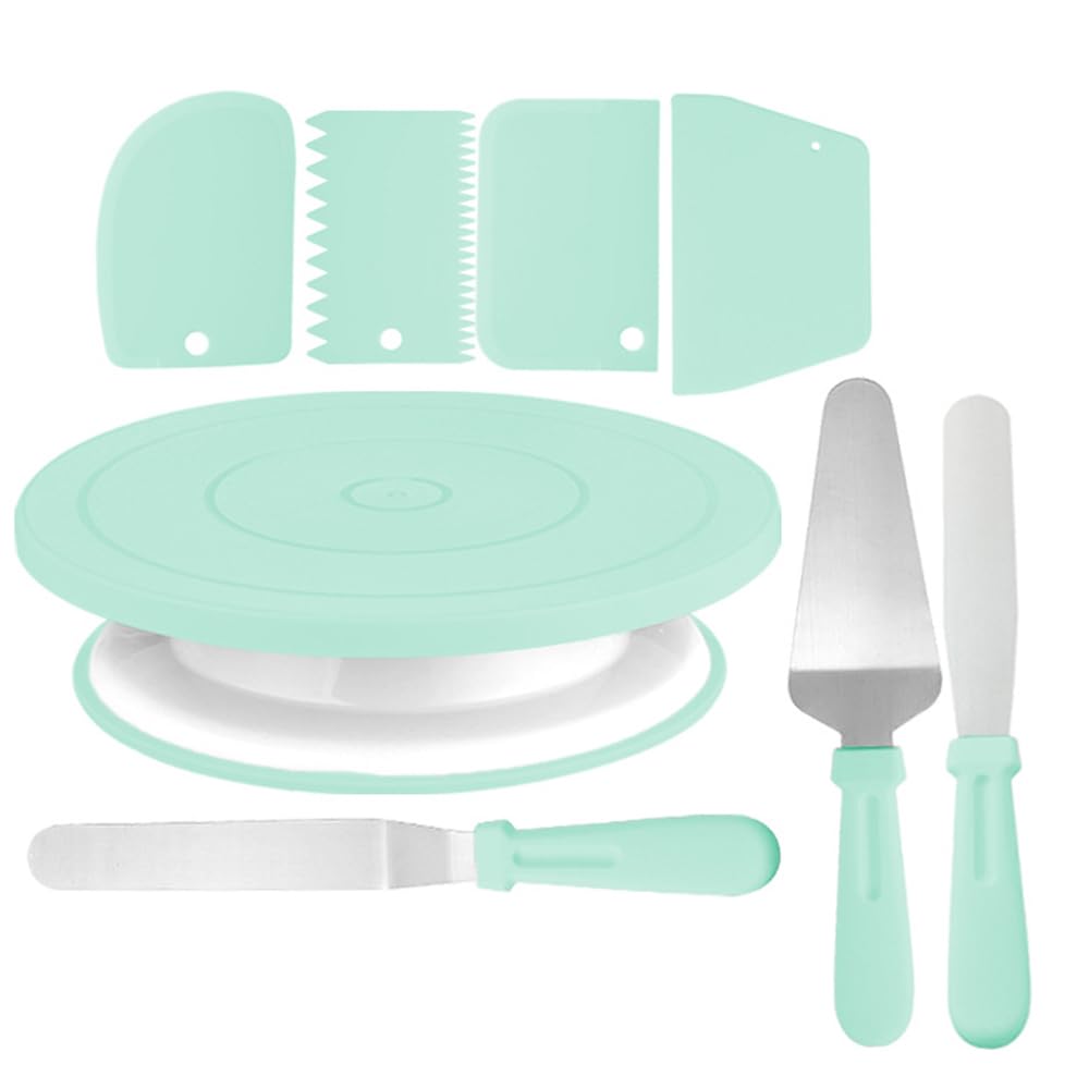 Punte Per Decorare Torte Kit Per Decorare Torte Completo: Supporto Girevole, 24 Beccucci In Acciaio, Raschietti, Spatole, Sac à Poche, Spazzola, Colore Blu Piatto Girevole Per Torte