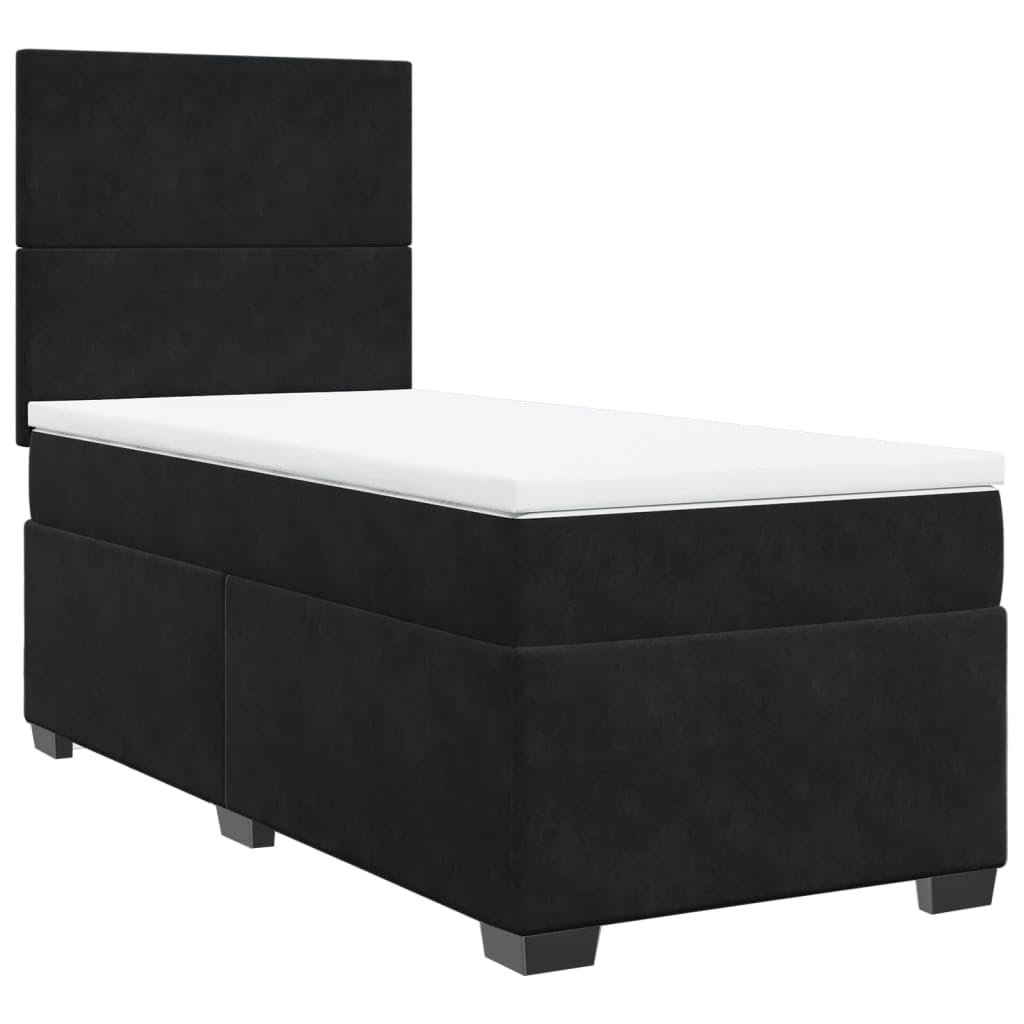 Boxspringbett mit Matratze Schwarz 100x200 cm Bett Boxspringbett Schlafzimmer MöBel Betten Bett Mit Matratze Samt - 3290830