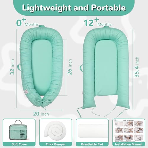 Image of EAQ Baby Lounger, Infant Lounger for Newborn,Portable Baby Nest Cover Breathable & Soft, Newborn Essentials