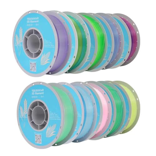 Image of Crystal Rainbow PLA 3D Printer Filament Bundle, 10 Rolls,1KG Spool(2.2lbs) 1.75mm Gradient Filament for Most FDM 3D Printers,10 Different Crystal Rainbow Colors