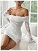Floerns Women's Lace Off Shoulder Dress Ruched Bell Sleeve Bodycon Party Mini Dresses White Small