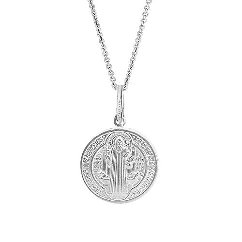 Ritastephens Sterling Silver San Benito St Saint Benedict Medallion Medal Pendant Necklace (3 sizes)