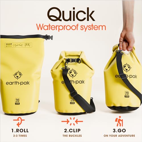 Earth Pak -Waterproof Dry Bag - Roll Top Dry Compression Sack Keeps Gear Dry for Kayaking, Beach, Rafting, Boating, Hiking, Camping and Fishing with Waterproof Phone Case