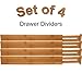 Lipper Bamboo Kitchen Drawer Dividers, - Adjust From 22" to 17 ⅜" - Set of 4