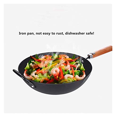 CTCOIJRN Wok-Pfanne mit Glasdeckel 13, unbeschichteter antihaftbeschichteter Eisentopf, Eisenpfanne mit Holzgriff, geeignet for Induktionsherd, Erdgas 6 CTCOIJRN Wok-Pfanne mit Glasdeckel 13, unbeschichteter antihaftbeschichteter Eisentopf, Eisenpfanne mit Holzgriff, geeignet for Induktionsherd, Erdgas