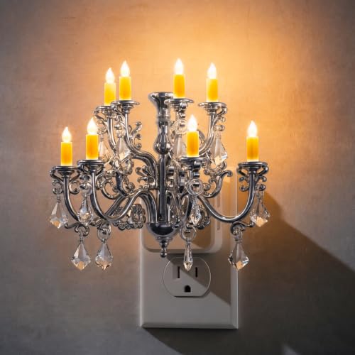 Image of L LOHAS LED Night Lights Plug into Wall,Crystal Chandelier Candle