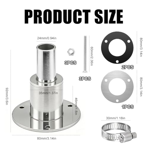 Durch Rumpf Auspuff 24mm, 316 Edelstahl Dieselheizung Zubehör & Standheizung Zubehör, Hitzebeständig für LKW Boot Auto, Inkl. Montageset
