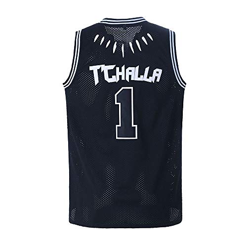 EHCSROP Mens Black Panther #1 TChalla Shirts #2 Killmonger Basketball Jersey Movie Costume for Party (Medium #1)