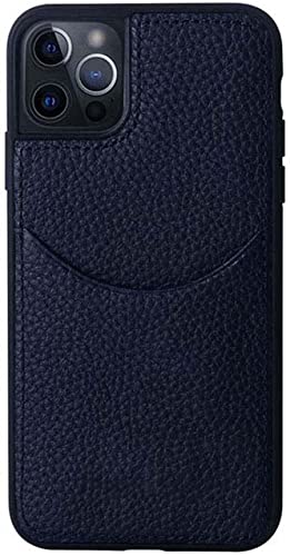 Housse iPhone 13 Pro Max cuir antichoc étui bleu litchi 6,7 pouces