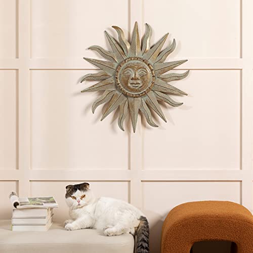 Tickcacy Metal Sun Wall Art Decor, 3D Sun Wall Decor Sculpture, Rust Proof Sun Wall Art Decoration Hanging For Outdoor Indoor Garden Farmhouse Yard Patio Living Room Bedroom(21.65 Inch) #TOP7