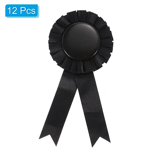 PATIKIL Blank Award Ribbon, 12 Pcs Rosette Ribbon Honorable Prize Recognition Ribbon for DIY Party, Wedding, Competition, Sport, Black - Image 3