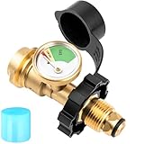 YEYETUO 100 lb Propane Tank Adapter, Propane Tank Gauge with Gauge, Fit POL to QCC1 Propane Tank Adapter, Old to New Connection Type 100lb Propane Tank Gauge