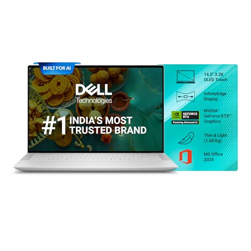Image of Dell XPS 14 9440 Thin & Light Laptop, AI Enabled Processor Intel Core Ultra 7 155H, 32GB + 1TB SSD, 14.5 inch (36.83cm) 3.2K OLED Touch,Backlit KB + FPR, Win 11 + MSO'24 & 15 Month McAfee, Platinum,1.68kg