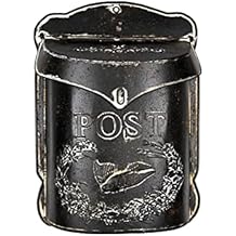 Creative Co-Op Black Embossed Tin Post Letter Box