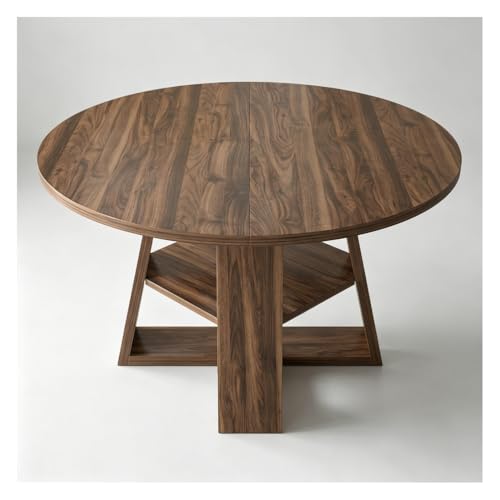 Bueuwe Mesa de comedor extensible, mesa de comedor redonda expandible, cocina de madera de nogal con estante de almacenamiento, ahorra espacio para 4 6 personas, ideal para espacios pequeños, sala de
