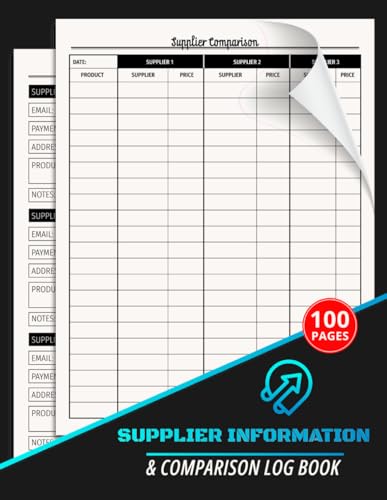 Supplier Information & Comparison Log Book