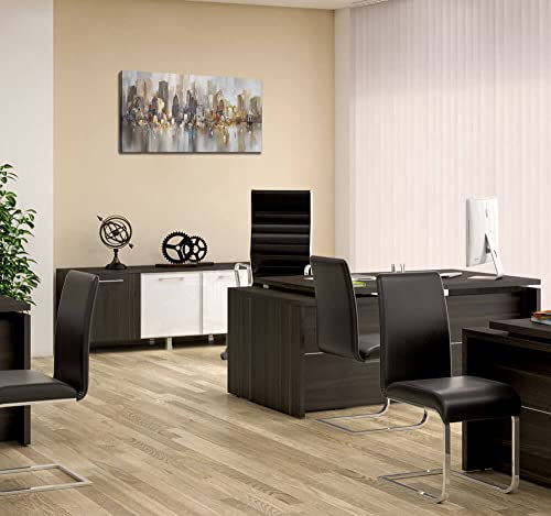 Wall Decorations For Living Room Framed Wall Art Large Cityscape New York Wall Decor Canvas Prints Abstract Yellowbrown City Theme Paintings Modern Canvas Wall Art For Living Room Bedroom #TOP6