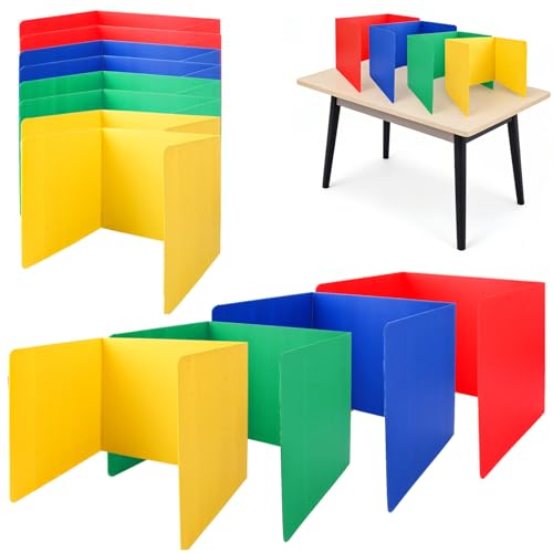 Oungy 12 Stück Trennwand Schreibtisch Lernbüro Sichtschutz Schreibtisch mit 16 Etiketten U-förmige Trennwände Schule Kunststoff Schreibtisch Trennwand für Schüler Büro Bibliothek