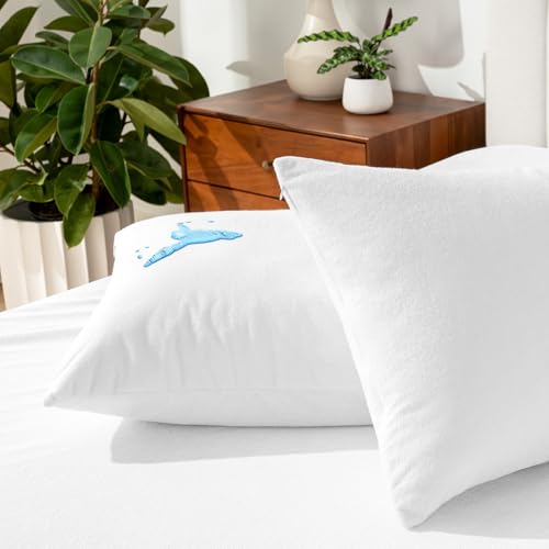 Image of Bare Home Premium Pillow Protectors - King Size (2 Pack) - Premium 100% Waterproof & Breathable - Cooling - Vinyl Free Hypoallergenic - 10 Year Warranty (King Size, Pack of 2)