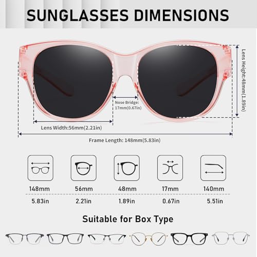 Image of HAOLOTA Fit Over Glasses Sunglasses for Women Polarized | Over Glasses Sun Glasses, UV400 Polarized Lens, Trendy Cat Eye Sunglasses, Lightweight and Flexible, Driving, Daily Use