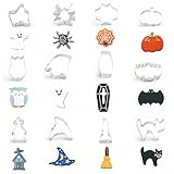 Design : comprend 12 motifs classiques d'Halloween (toile d'araignée, chapeau de sorcière, cercueil, etc.) allant de 1,5 pouce pour des biscuits de différentes tailles. Les bords roulés protègent les mains pendant l'utilisation.