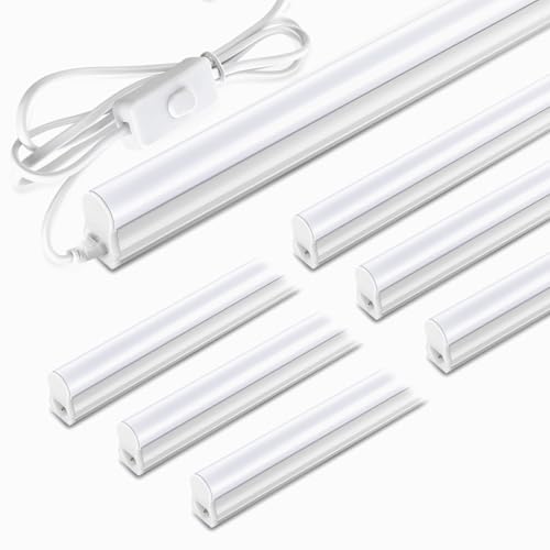 Pak 3FT LED Shop Lights T5 SE LED Integrated Fixture 6500K 16W Linkable Shop Light Energy Efficient Ceiling and Under Cabinet Lighting for Garage Workshop Basement FCC Certified 6 Pack