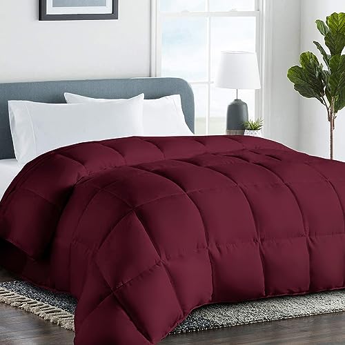Image of COHOME Oversized Queen Size Warm Comforter - All-Season Duvet Insert | Quilted Down Alternative Comforter,Luxury Hotel Ultra-Soft, Anti-Clump Tech & 8 Tabs, Machine Washable, Burgundy 98 inch x 98 inch