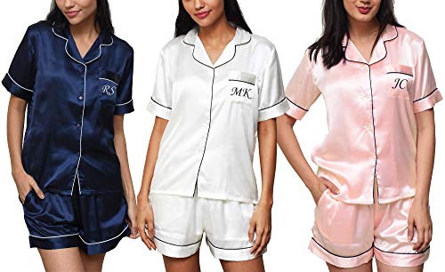 Personalized Gifts For Women, Bridesmaids Gifts, Bridal Party Gifts, Silky Satin Pajama Set Short Sleeve Xs-3Xl #TOP1