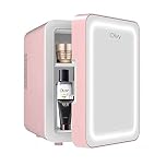 Olvy Réfrigérateur Cosmétique 4 Litres, Mini Frigo, Mini Réfrigérateur Portable Avec Miroir LED, Petit Réfrigérateur pour Soins de la Peau, Skincare Fridge, Rose