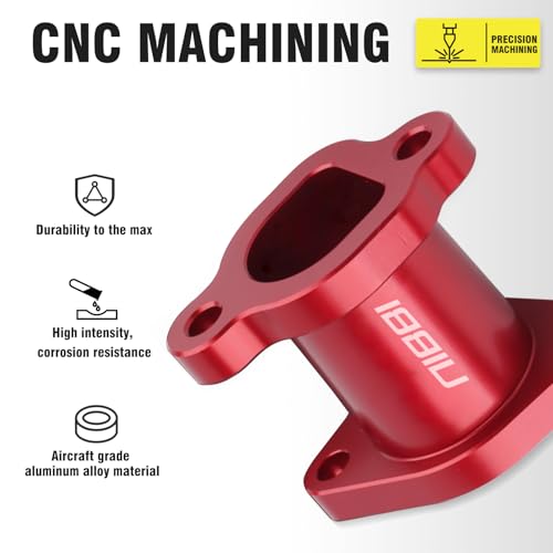 Image of NIBBI Predator 212 Intake Manifold,212 Predator Performance Part Intake Pipe Inlet Manifold For Mini Bike 196cc /212cc /224cc Engine GX160 GX200 225RS(FL-Red)