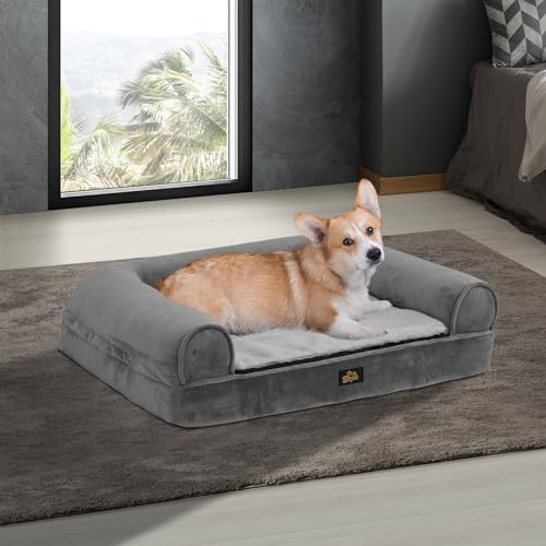 Alopet Orthopedic Dog Bed for Medium Dog Memory Foam Dog Bed with Non-Slip Bottom and Washable Removable Cover 75 x 55 x 18cm