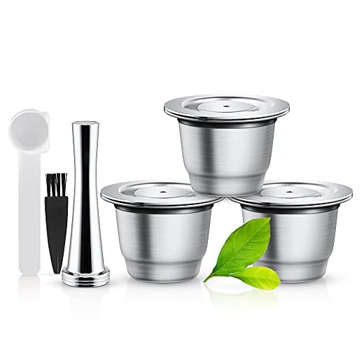 i Cafilas Cápsulas reutilizables de acero inoxidable para Nespresso, 3 unidades cápsula recargables, 1 prensador, 1 cuchara y 1 cepillo
