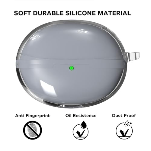 Image of Sounce Earphone Case Cover Compatible for Oppo Enco Air 2 Pro, Soft Silicone Skin Case Cover Shock-Absorbing Protective Case with Keychain [Front LED Visible] (Transparent)