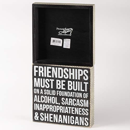 Primitives-by-Kathy-27245-Chevron-Trimmed-Box-Sign-8-x-8-Friendships-Must-Be-Built Primitives by Kathy 27245 Chevron Trimmed Box Sign 8 x 8 Friendships Must Be Built