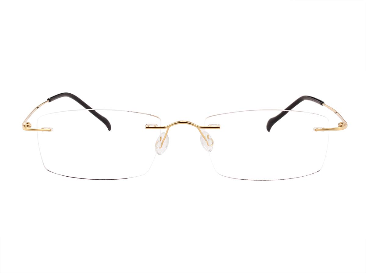 Agstum Pure Titanium Rimless Frame Hinged Optical Eyeglasses Frames