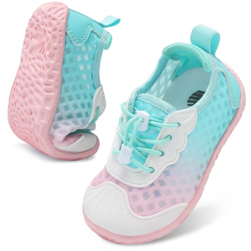 BARERUN Baby Water Shoes Barefoot Beach Shoes for Kids Quick Dry Lightweight Aqua Socks Pink 6-12 Months Infant