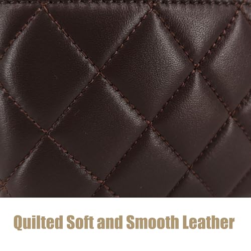 Image of M-ioi-M Small Genuine Leather Purse Quilted Crossbody Bag for Women, Mini Top-Handle Shoulder Handbag w /Gold Chain Strap